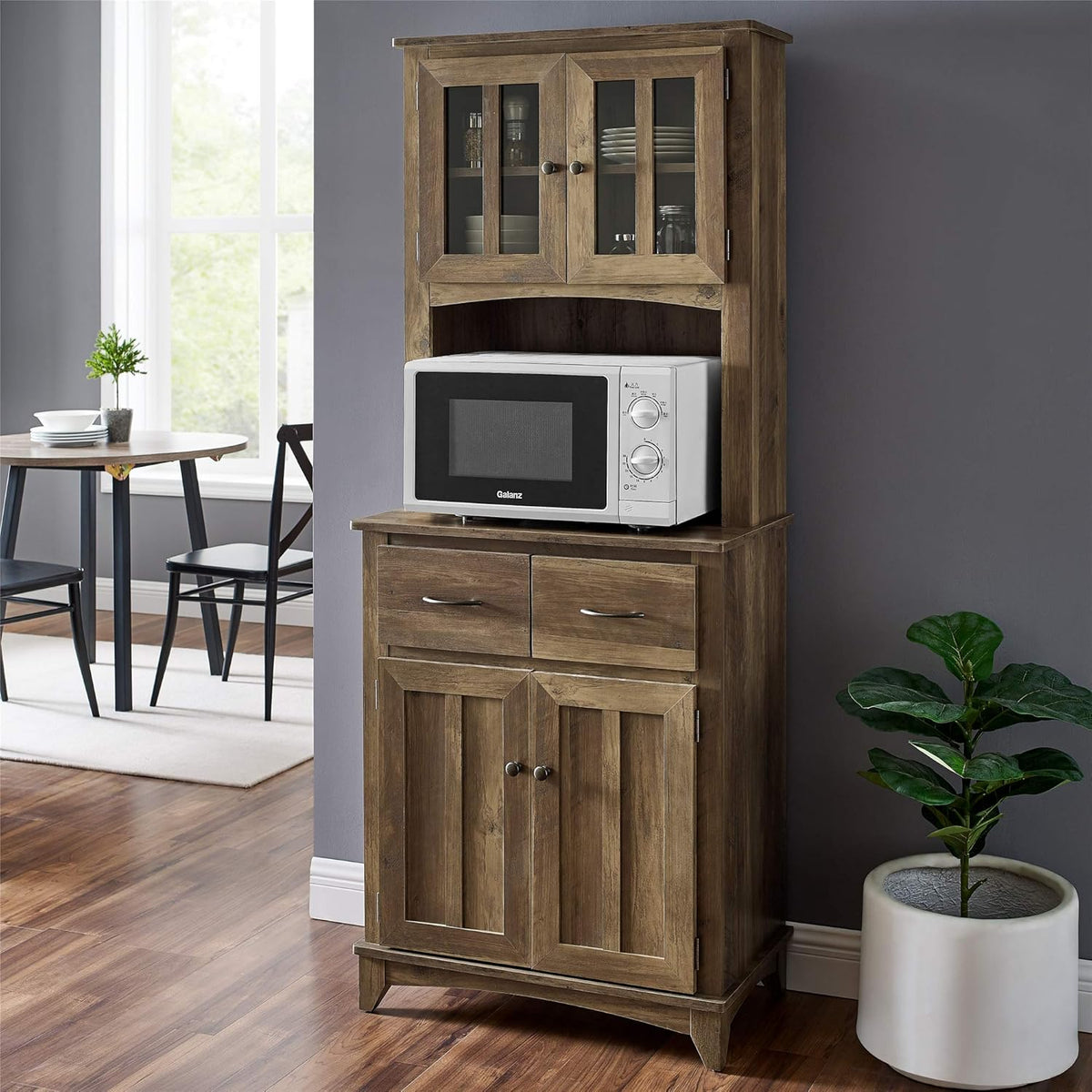 Charcoal Microwave Storage Stand with Double Door Cabinets R801169