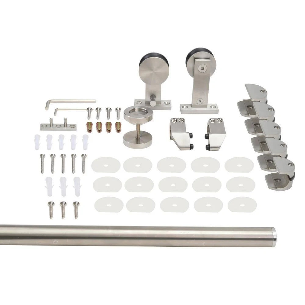 96 in. Stainless Steel Sliding Door Track and Hardware Set J215
