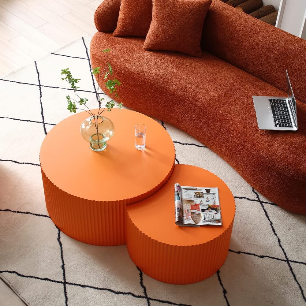 Black Round Wooden Nesting Coffee Table Set of 2 X271464