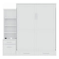Queen Solid Wood Murphy Wall Bed with Storage Piers White B66977