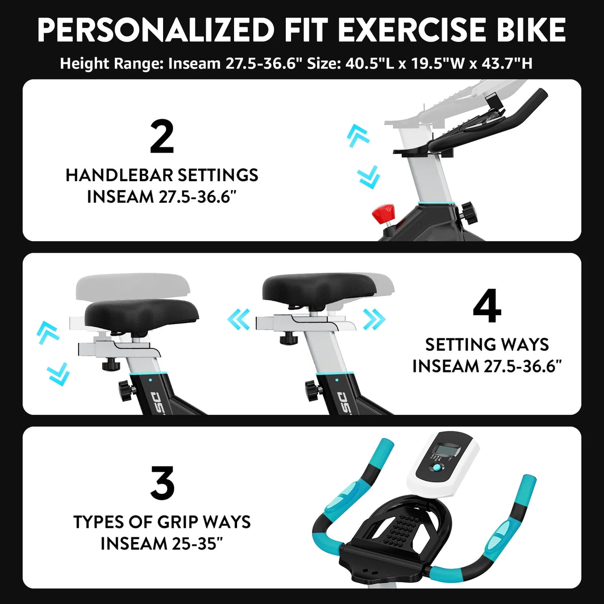 Indoor Cycling Bike Magnetic Stationary Exercise Bike 40lbs Flywheel L794