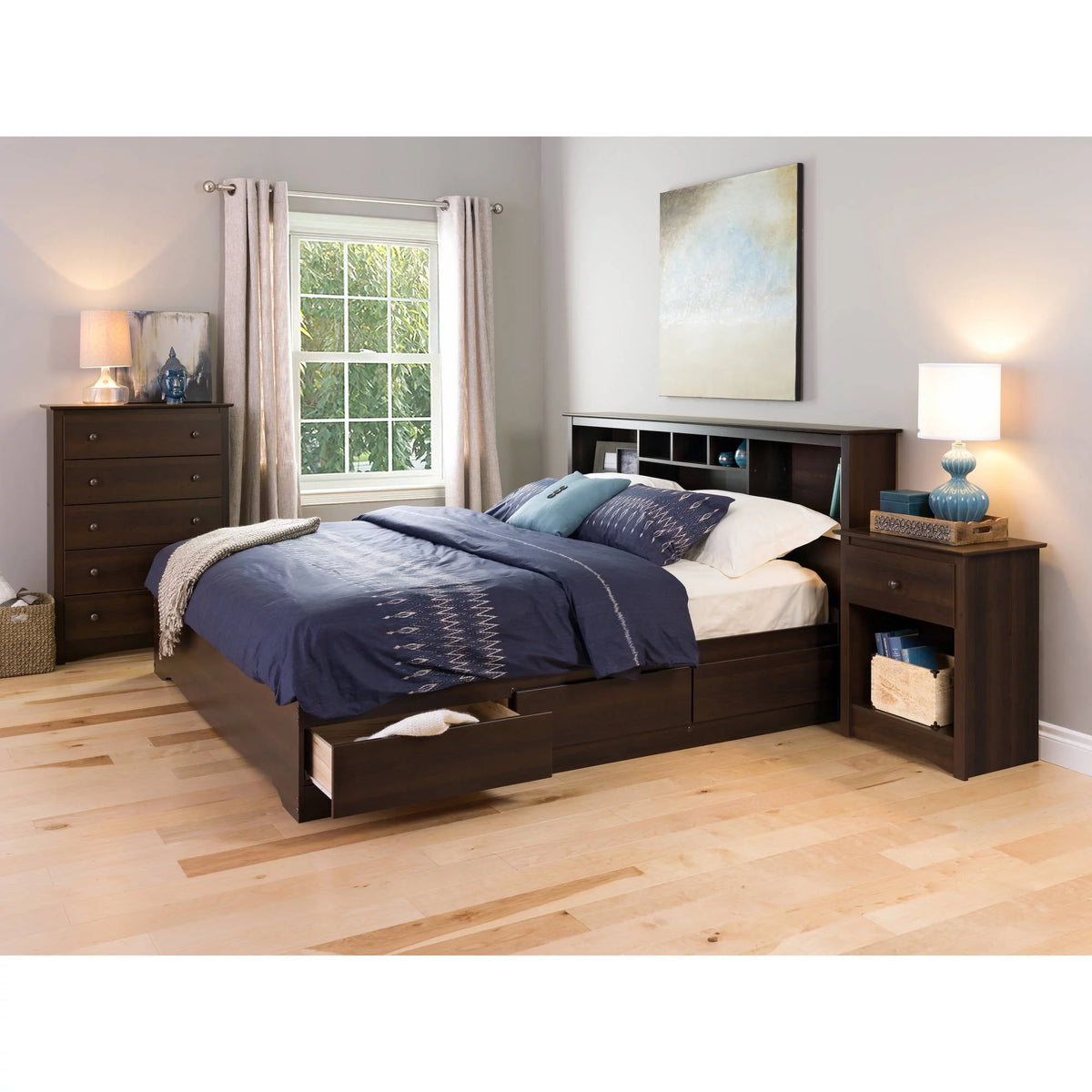 Espresso 1-Drawer Bedroom Nightstand O25899