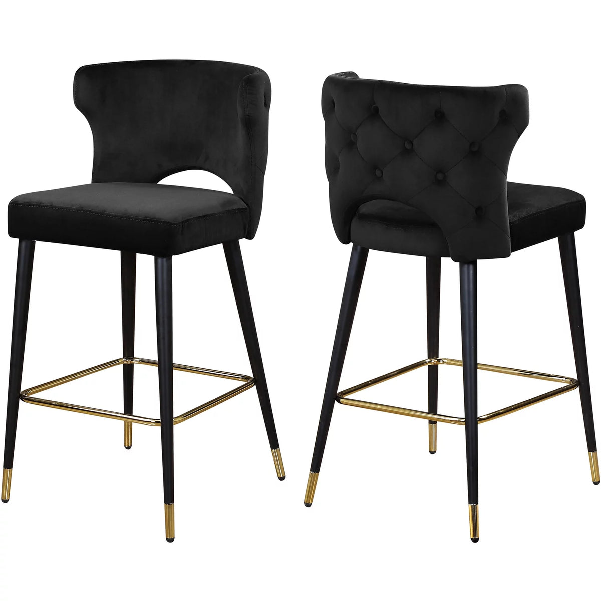 Black Velvet Bar Stool Set of 2 H4456