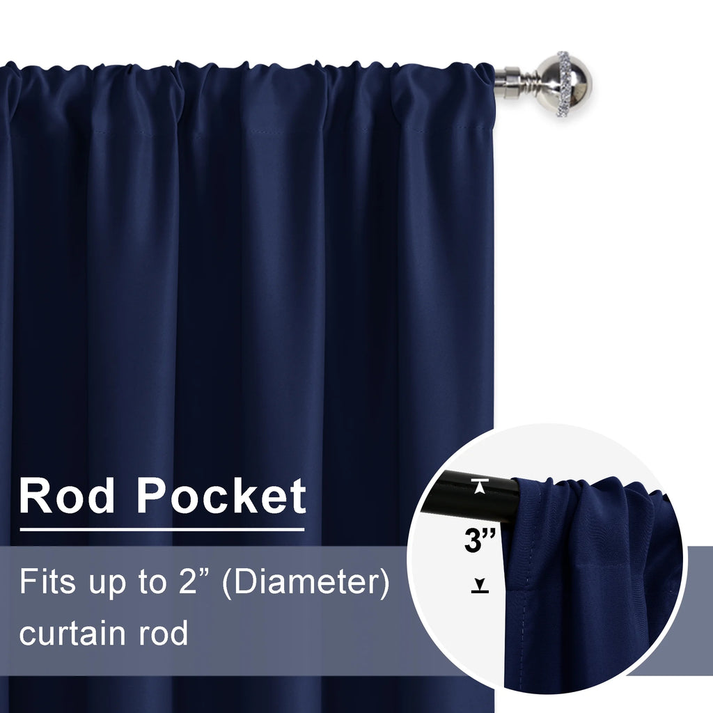 Navy Blue 42 x 63 Inch Blackout Curtains Set of 2 Panels M389