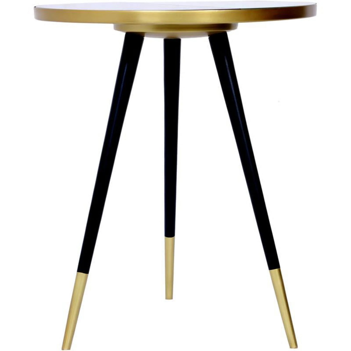 Mirrored Top End Table with Matte Black Legs D59158