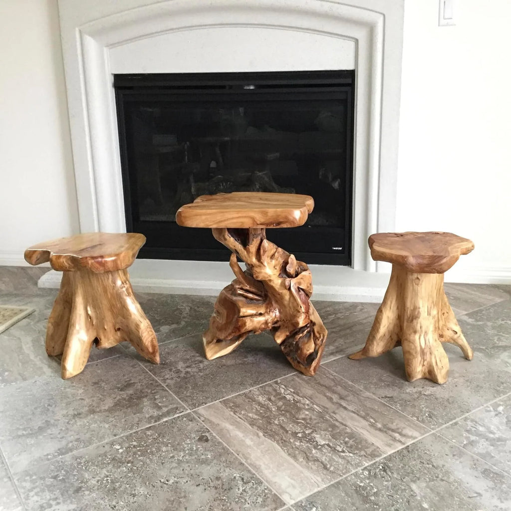 Cedar Wooden Live Edge Side Table M1539