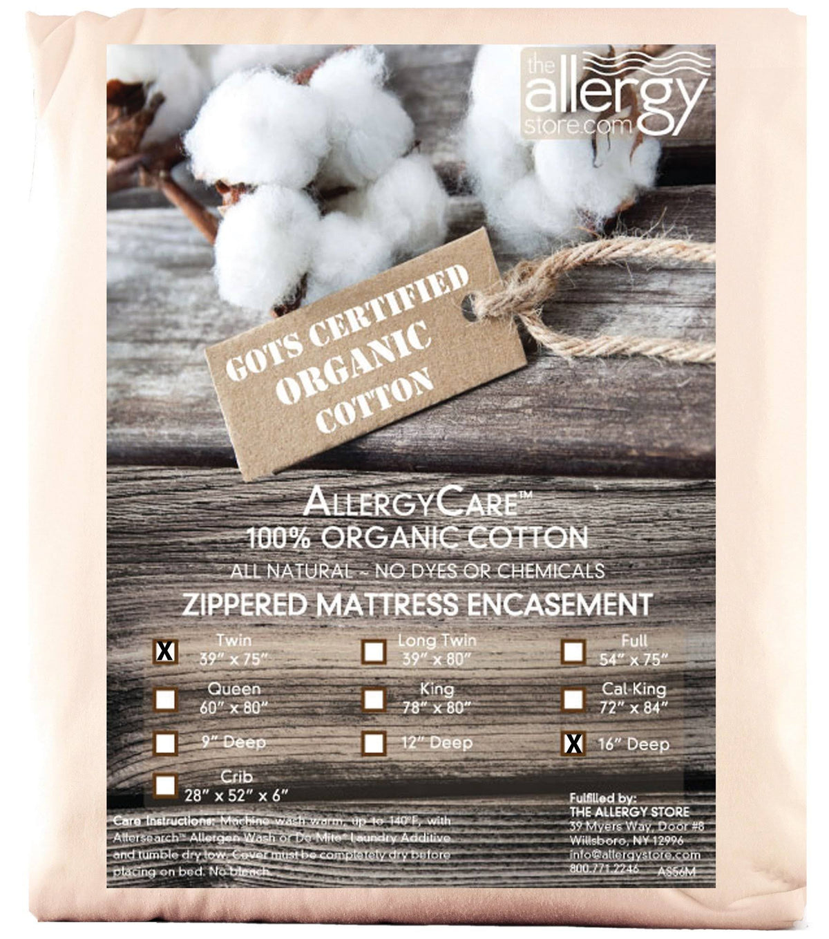 Organic Cotton Twin Mattress Protector G207