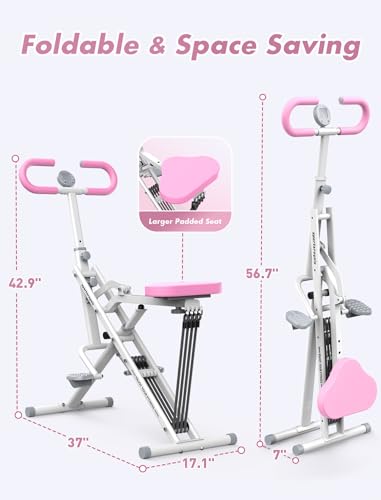 Pink Foldable Rowing Machine with 4 Resistance Bands G42822