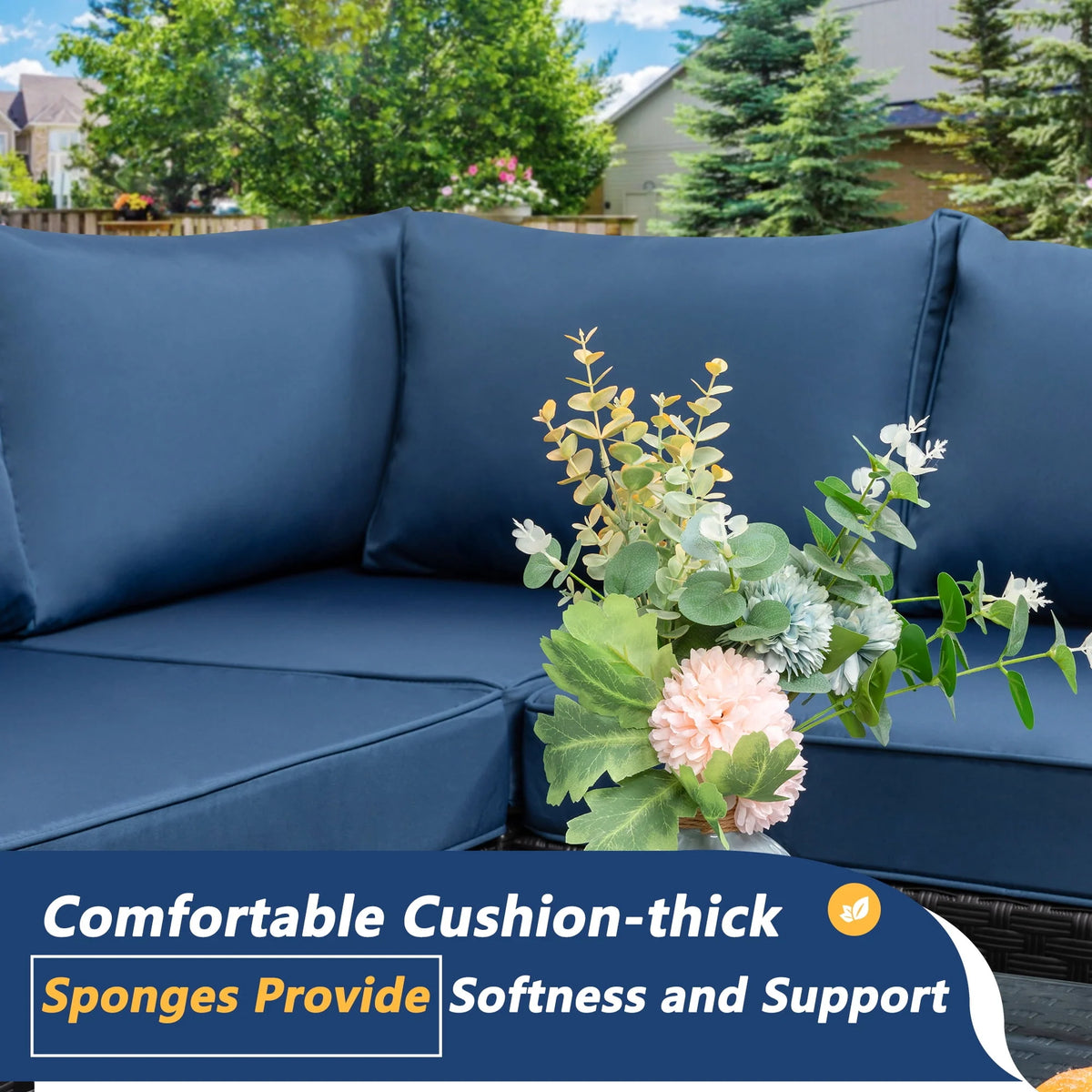 7 Pieces All-Weather Rattan Sectional Sofa with Tea Table E41427