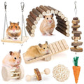 Hamster Chew Toys Set Small Animal Molar Toys Teeth Care Wooden Accessories S5444