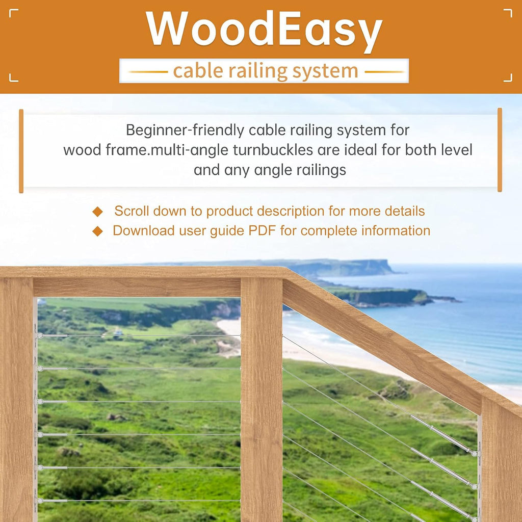 20 Pack 1/8 Swageless Invisible Cable Railing Kit T316 Stainless Steel W993525