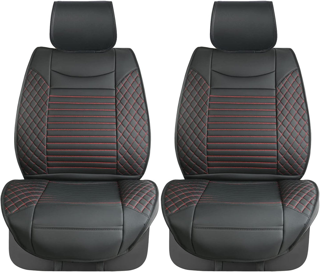 Black Red Waterproof Leather Car Seat Covers Set of 2 Z343