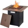 38 Inch 50,000 BTU Round Propane Fire Pit Table with Lid and Fire Glass T5952