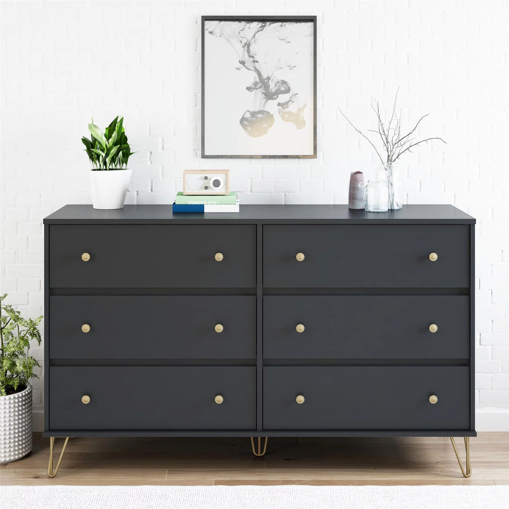 Black 6 Drawer Dresser T57040