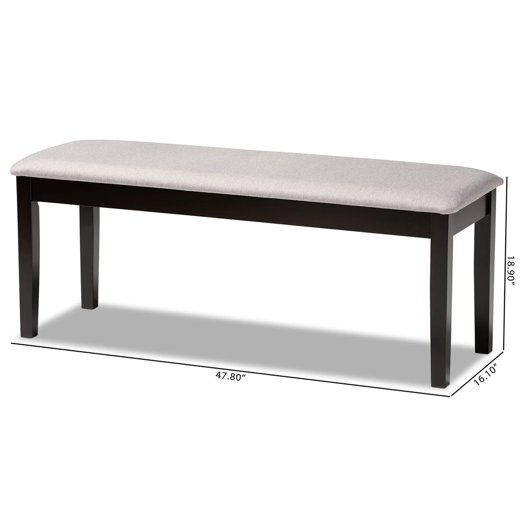 Grey Fabric Upholstered Wood Dining Bench B3346