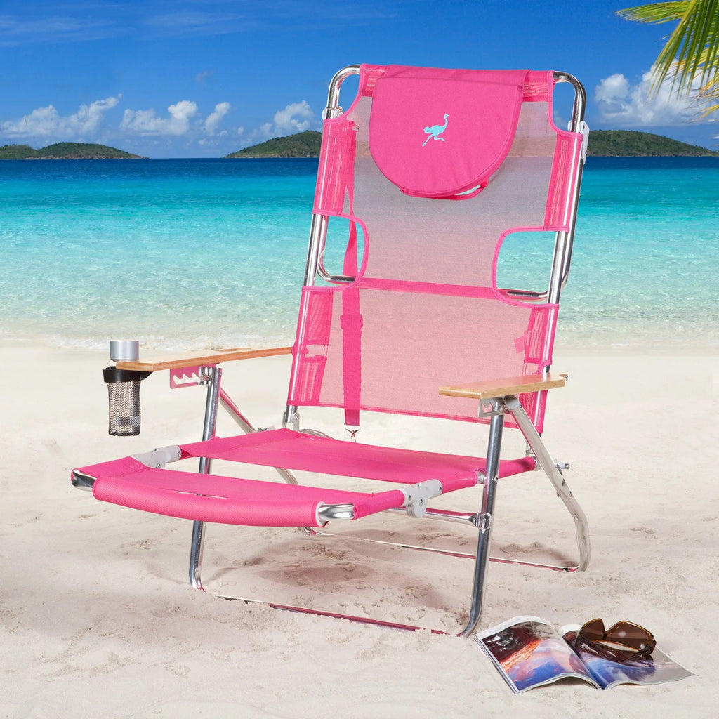 Blue Lightweight Outdoor Beach Lounge Chair with Footrest D205