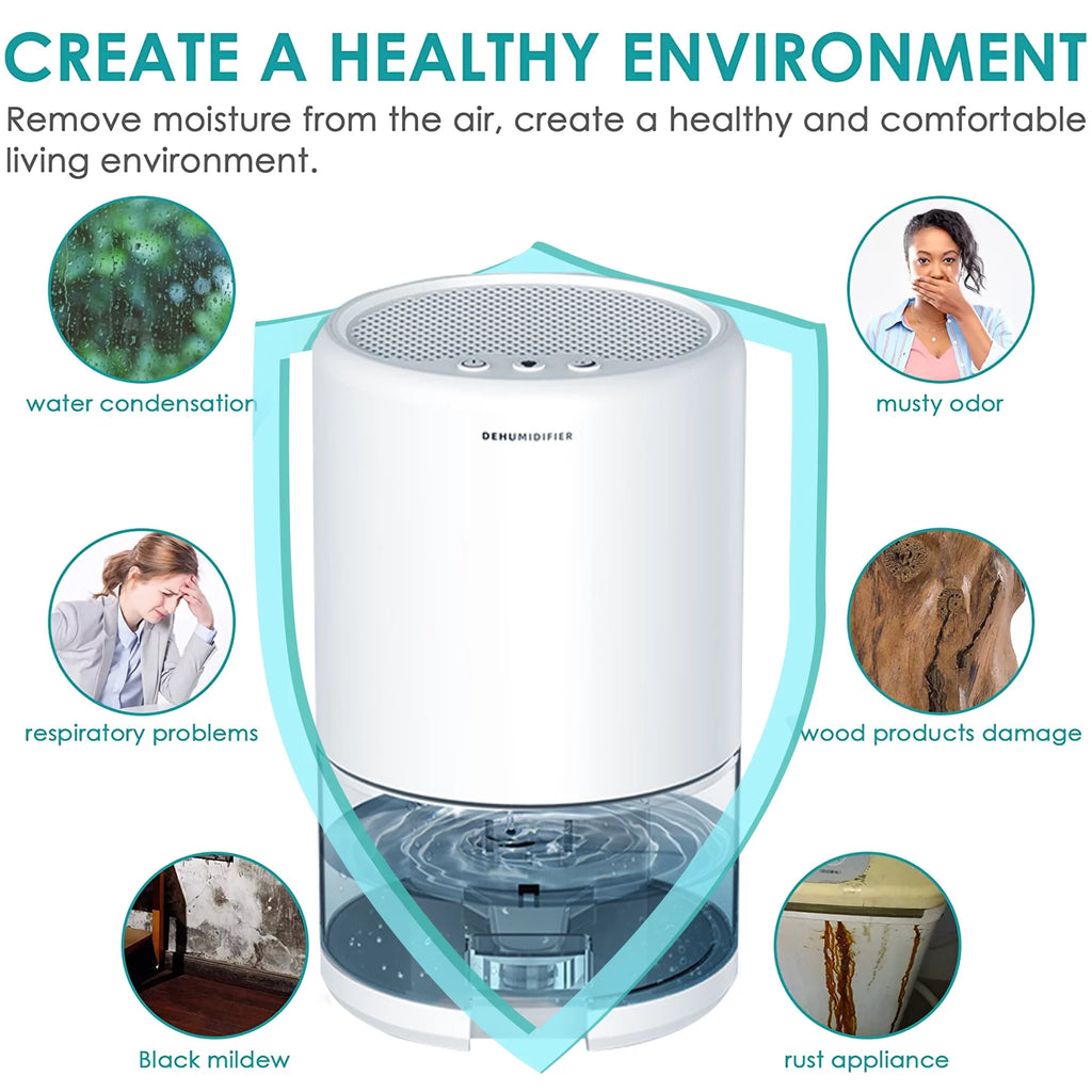 Portable Electric Dehumidifier Auto Shut Off 7 Color LED White Y365443