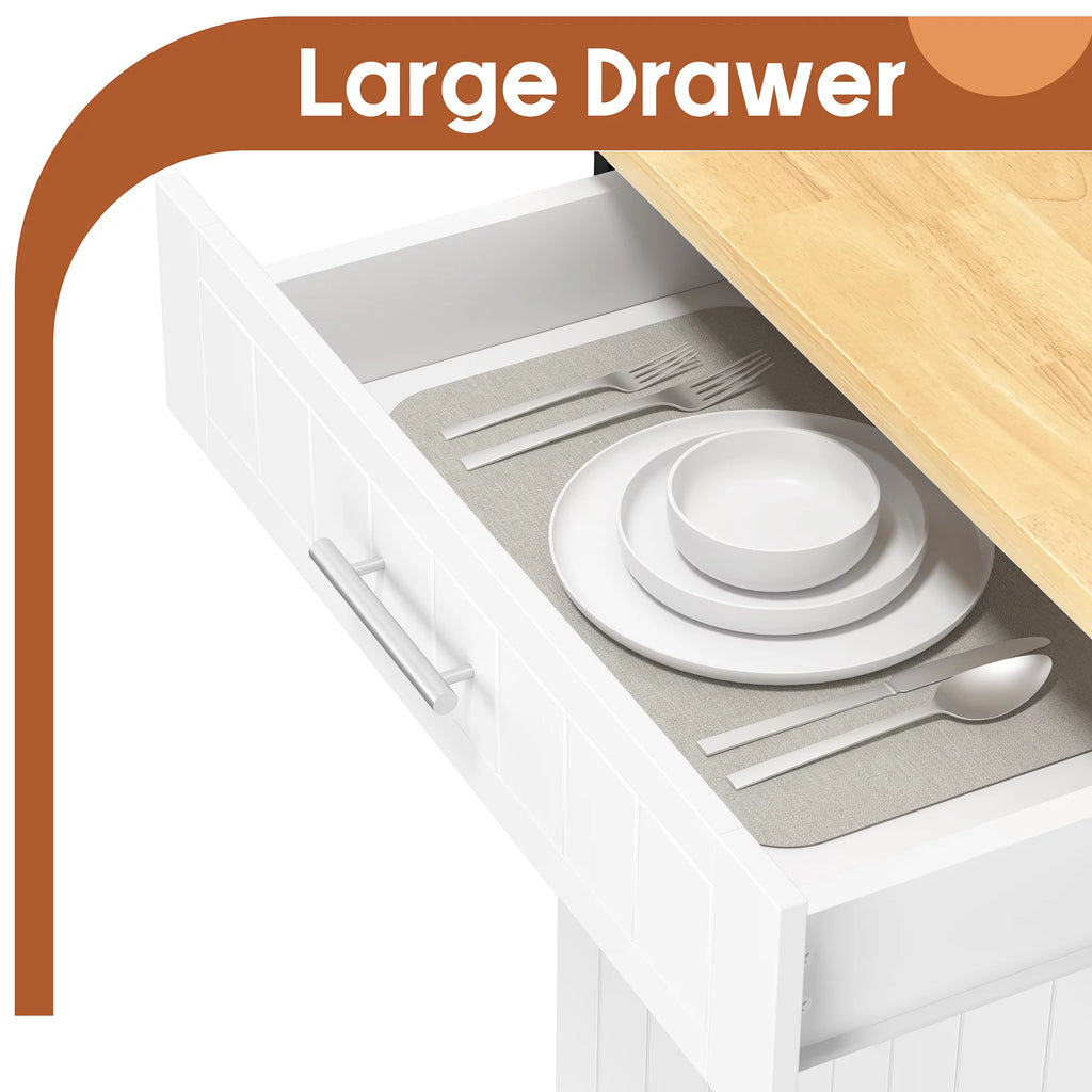 White Kitchen Island with Storage W6407