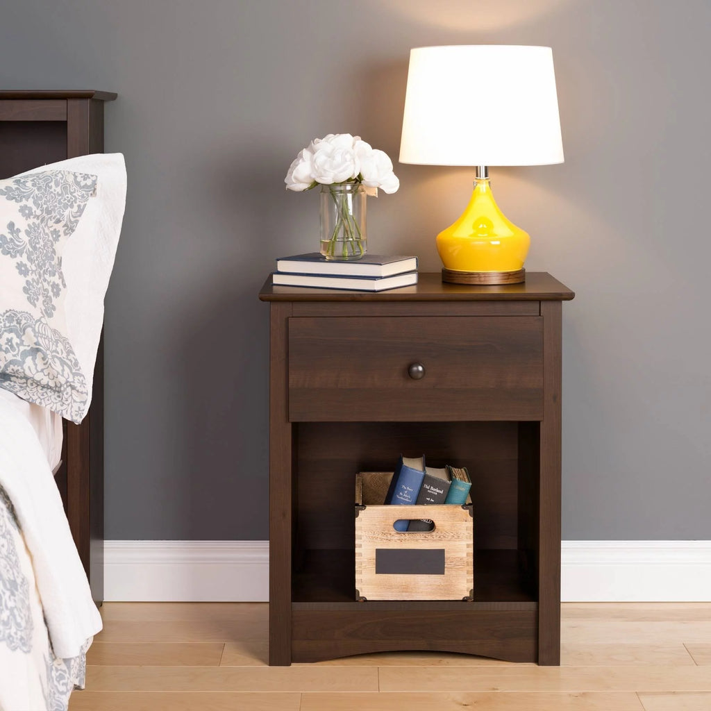 Espresso 1-Drawer Bedroom Nightstand O25899
