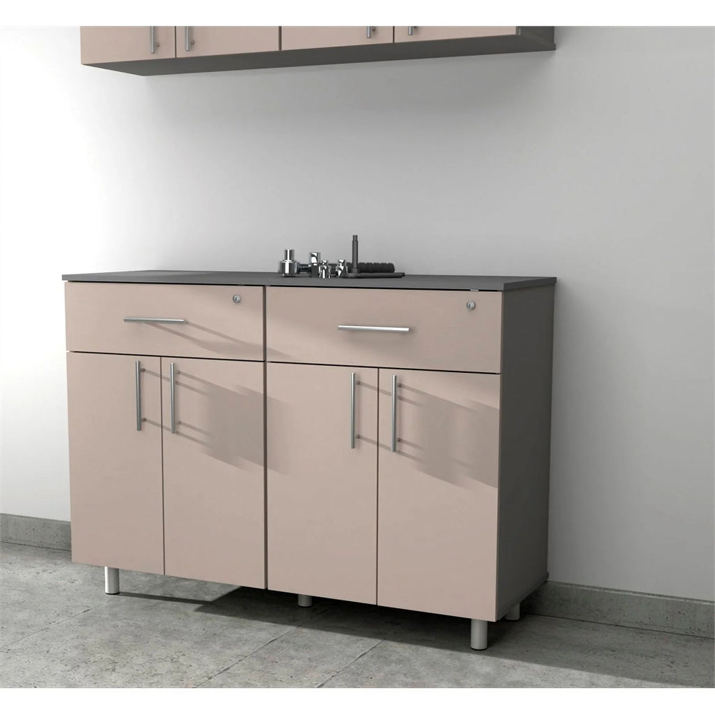 Engineered Wood Double Storage Garage Cabinet in Taupe L897149