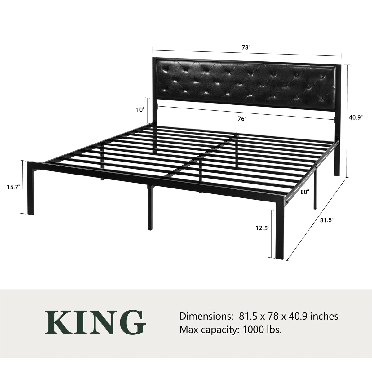 Twin Size Metal Bed Frame with Upholstered Headboard D9605