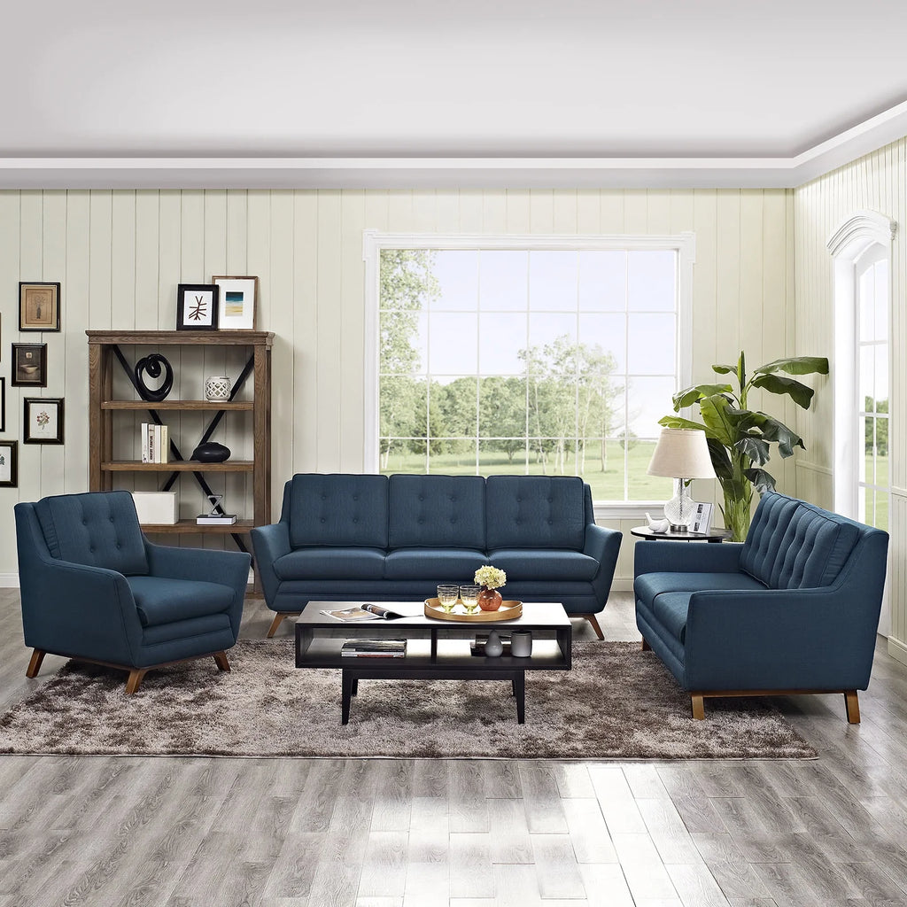 Navy Blue Fabric Sofa Set I7283