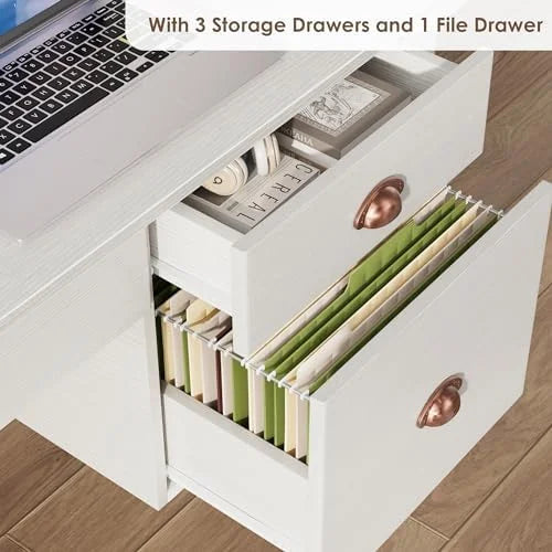 Black Computer Desk with USB Charging Port and Drawers J981990