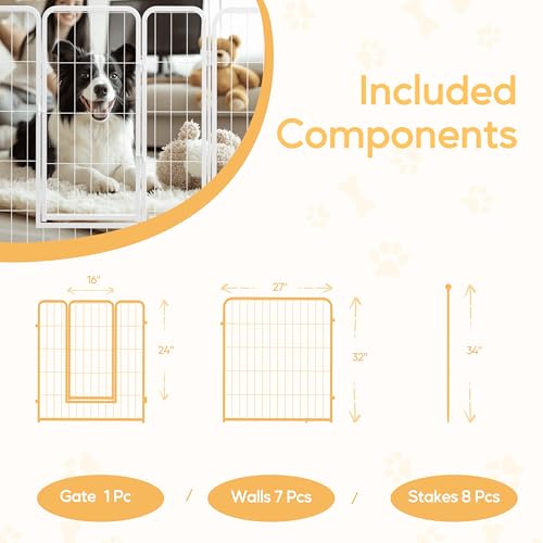 32 Inch 8 Panels Heavy Duty Metal Portable Pet Playpen Q387877