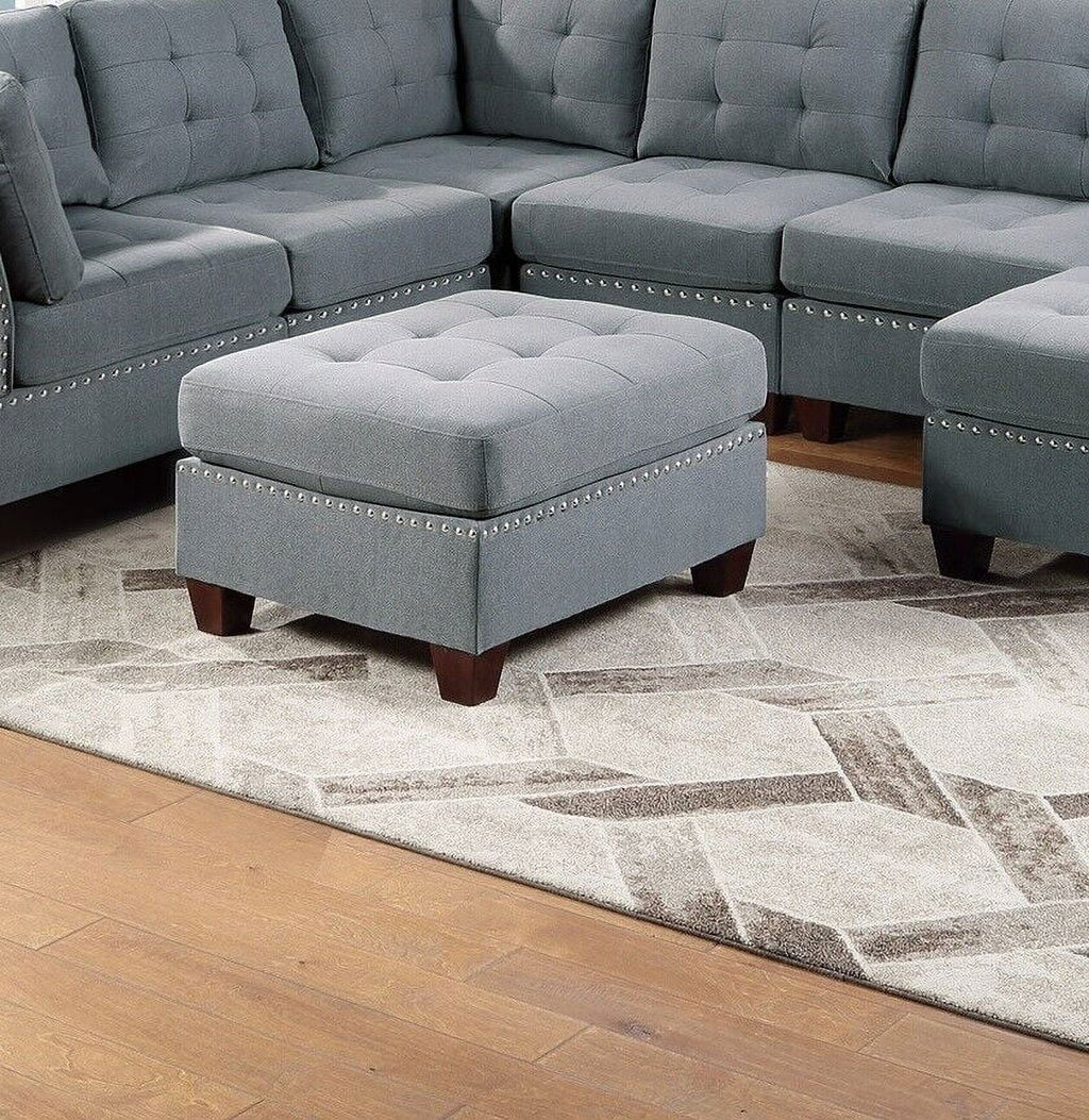 Gray Fabric Sectional Sofa Set 9pcs T14655
