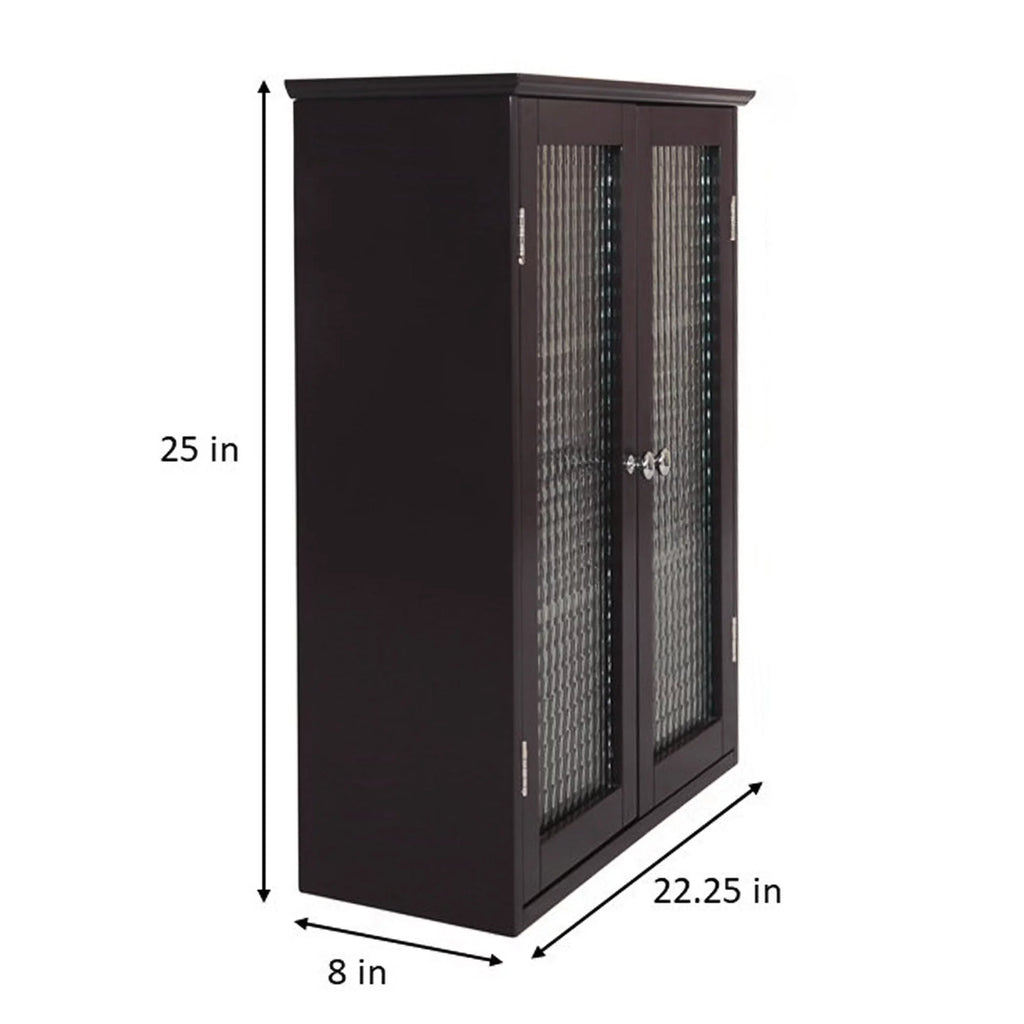 Wooden Wall Cabinet with 2 Glass Doors U6873