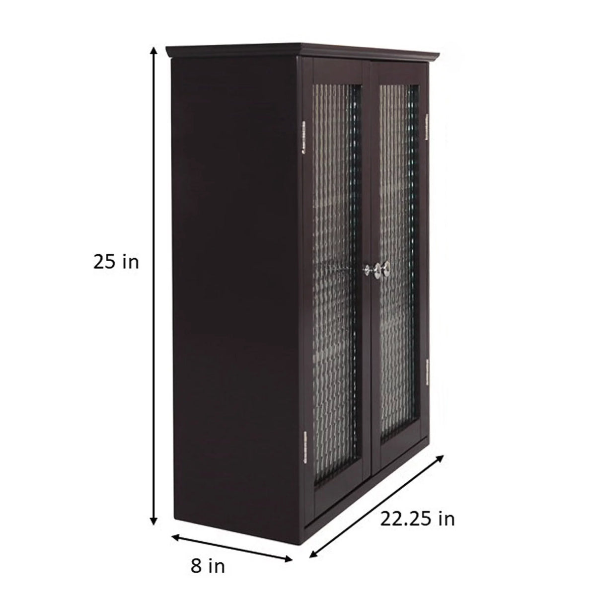 Wooden Wall Cabinet with 2 Glass Doors U6873