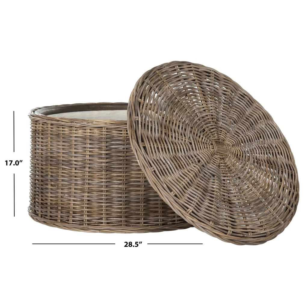 Grey Wicker Storage Coffee Table E417