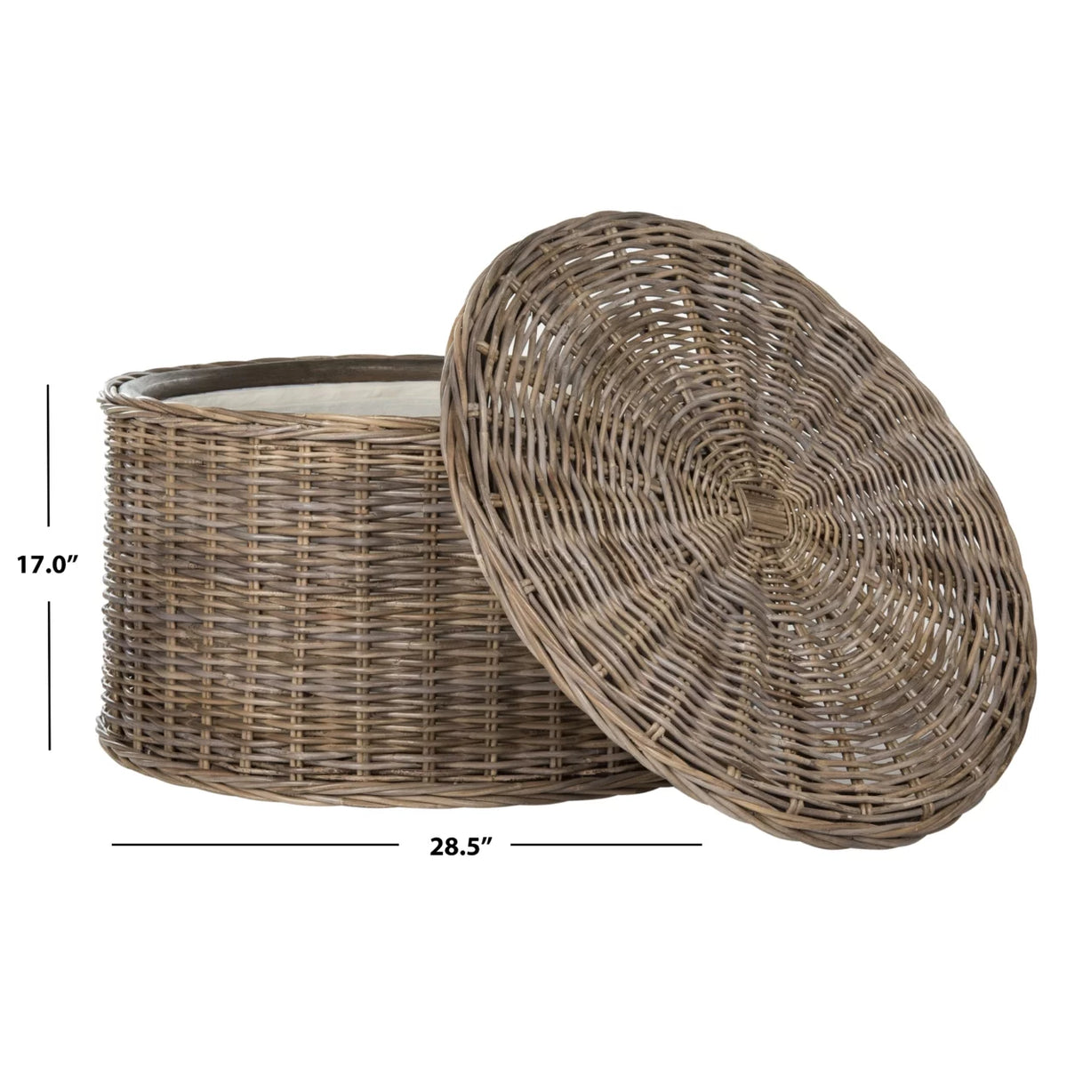 Grey Wicker Storage Coffee Table E417
