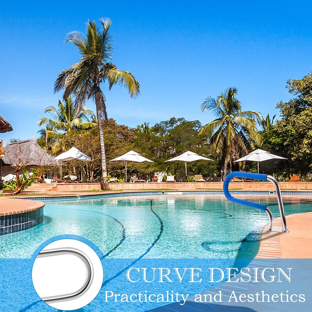 Stainless Steel Pool Hand Rail with Blue Grip Cover Q294