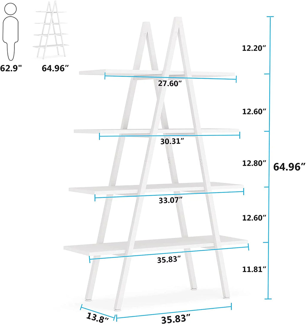 4-Tier White Bookshelf L259