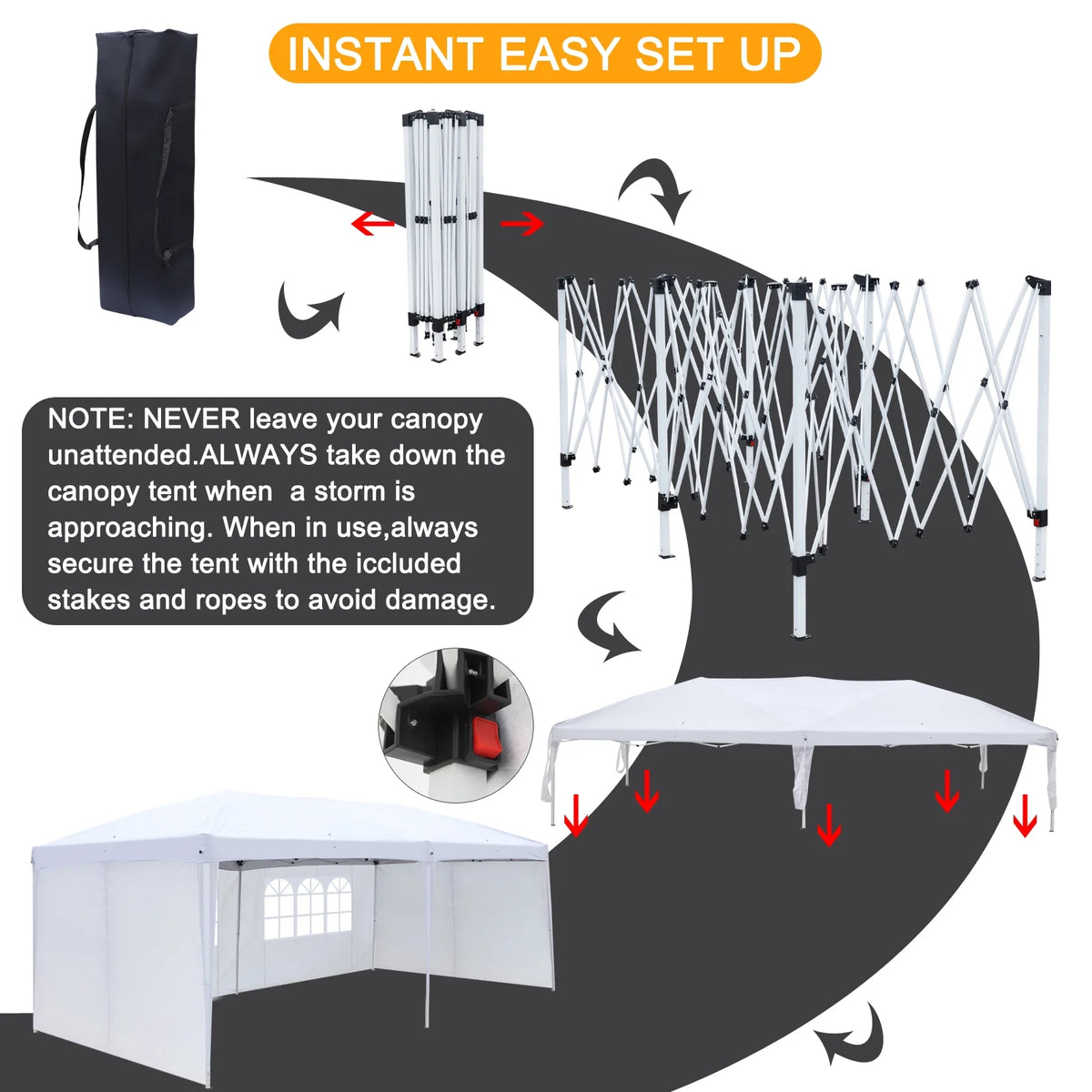 10'X20' Pop up Canopy Tent White P483485