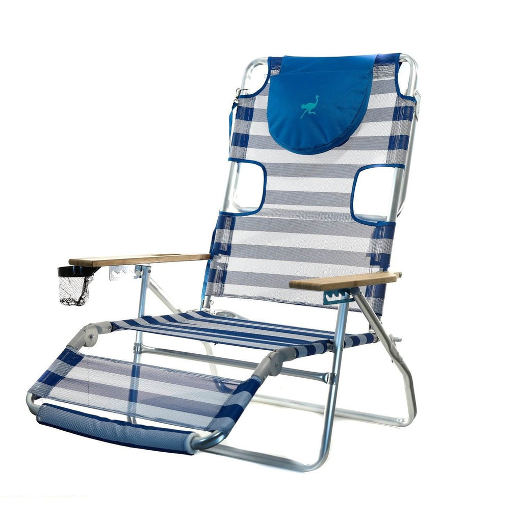 Blue Lightweight Outdoor Beach Lounge Chair with Footrest D205