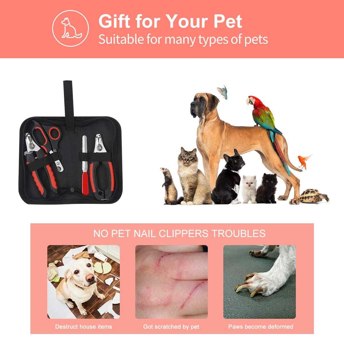 Dog Nail Clippers Trimmer Set with Safety Guard S309645
