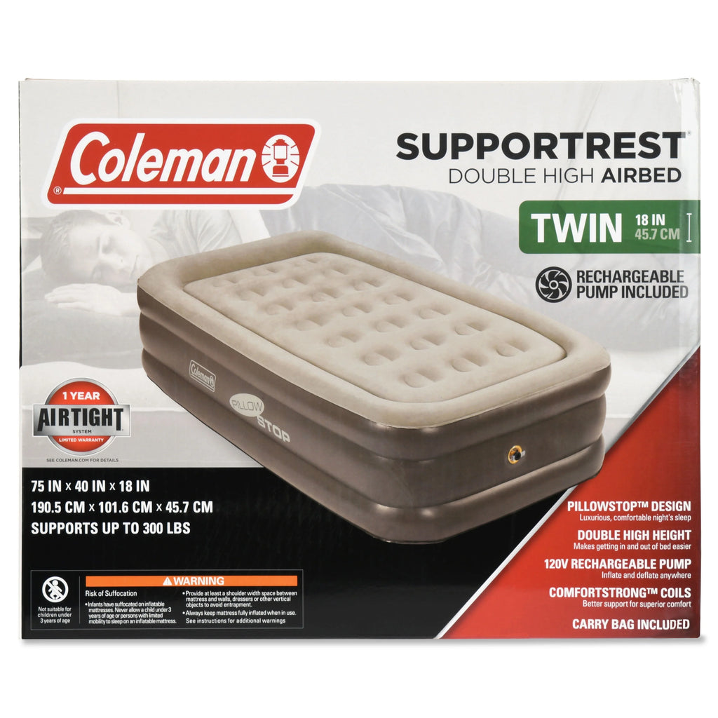 Double-High Airbed with Rechargeable Pump, Twin O878