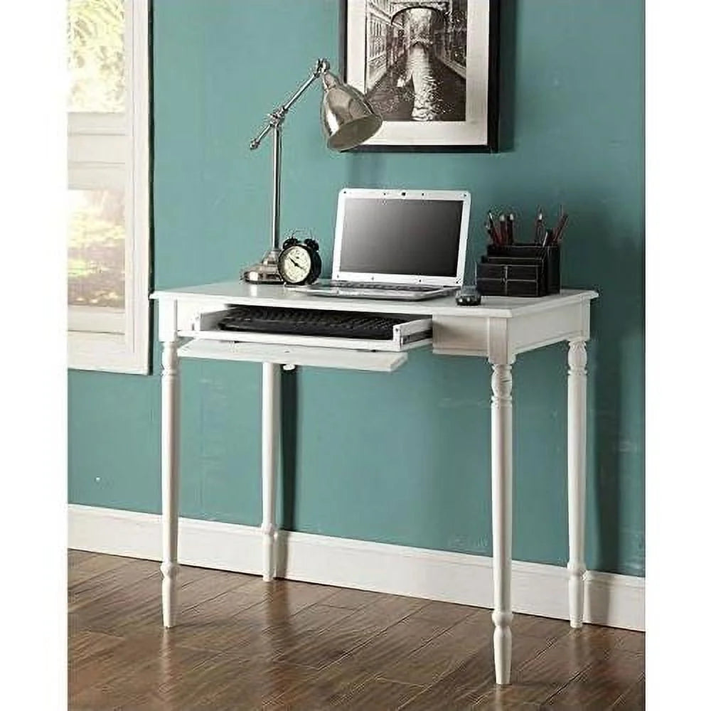 White Wood Home Office Desk With Drawer P491008