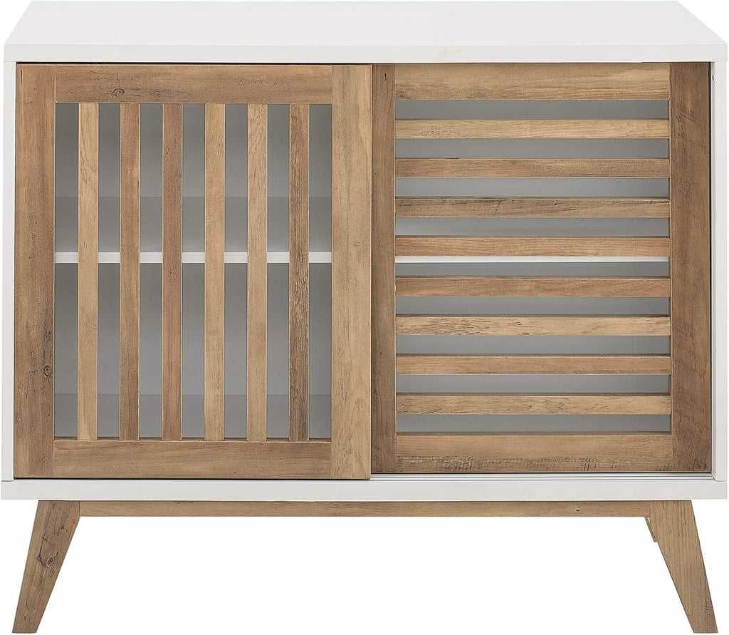 36 Inch White and Rustic Oak Cabinet L59875