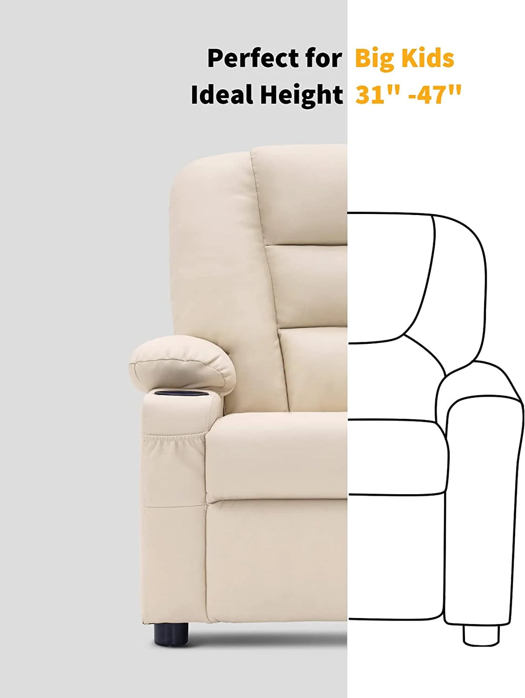 Faux Leather Recliner Chair with Cup Holders I573