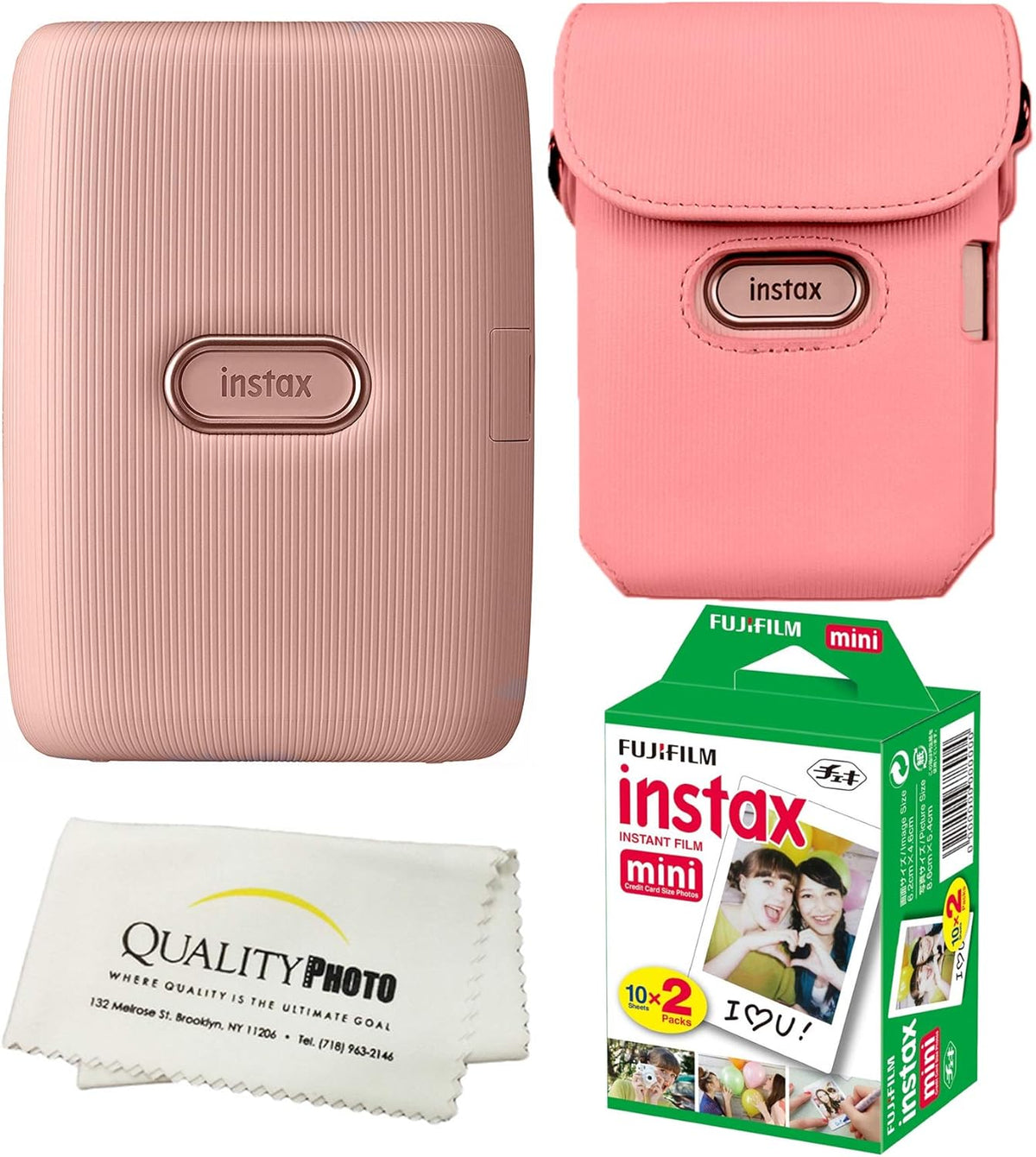 Instax Mini Link Smartphone Printer Bundle with Case and 20 Films F43247