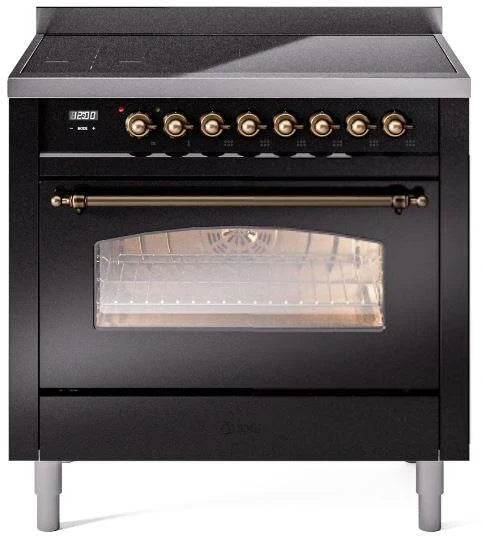 Glossy Black 36 Induction Range with Electric Oven P856374