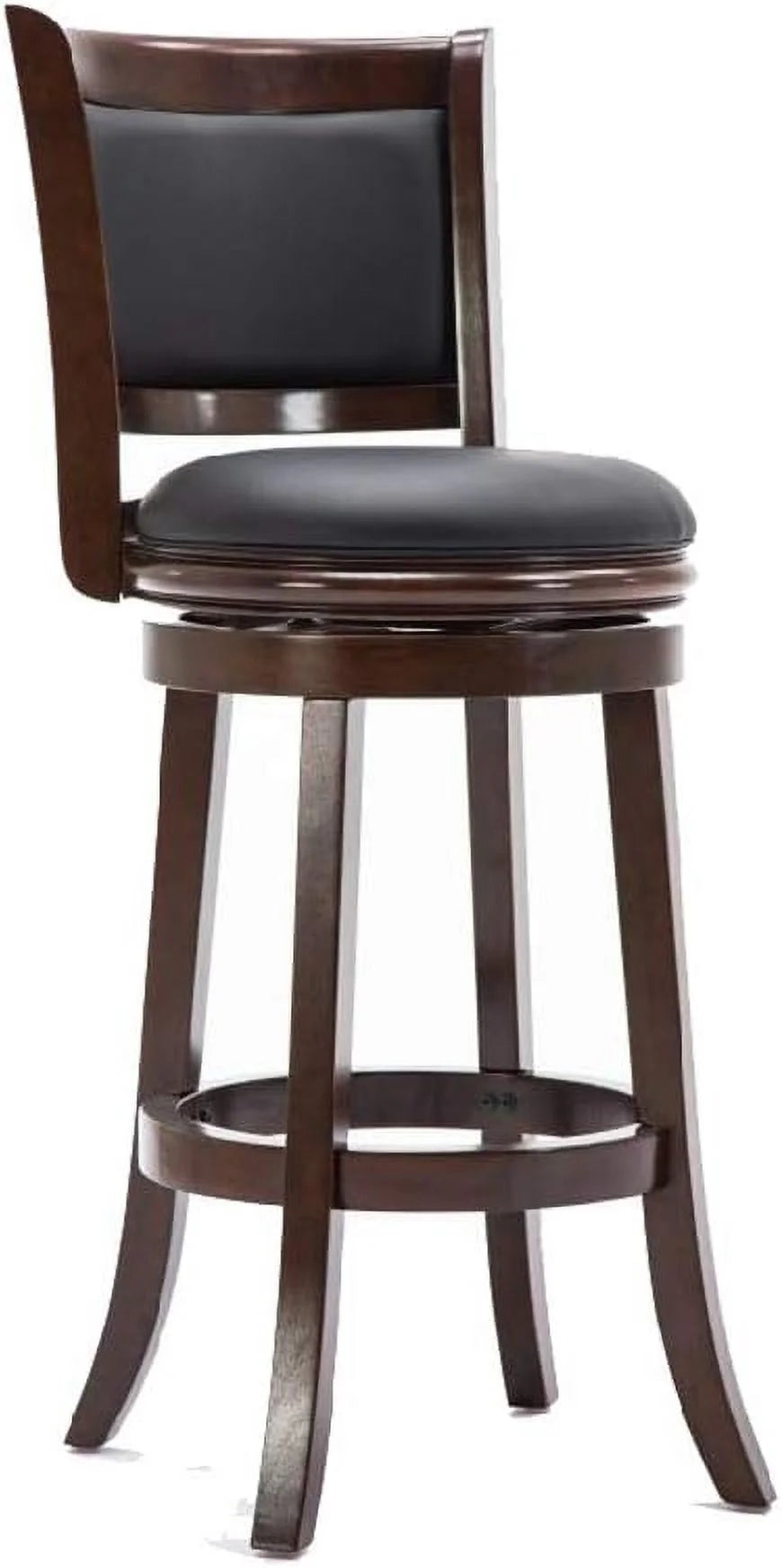 Brown Wooden Swivel Barstool With Padded Seat And Back W394017