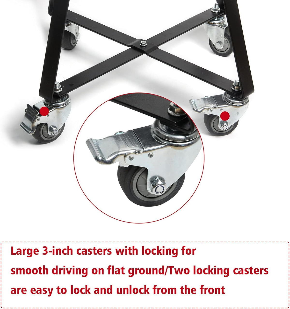 Rolling Cart with Locking Caster Wheels Powder Coated Steel X534220