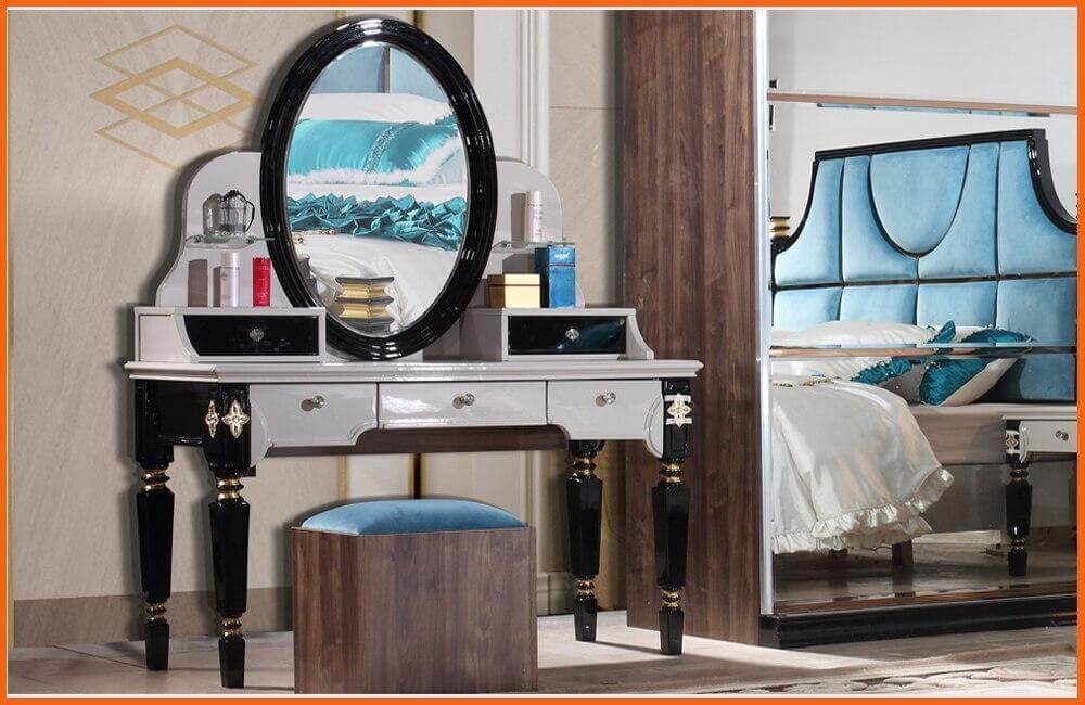 Bedroom Furniture Set, Bed, 2 Nightstand, Dresser, Wardrobe Q4850