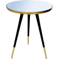 Mirrored Top End Table with Matte Black Legs D59158
