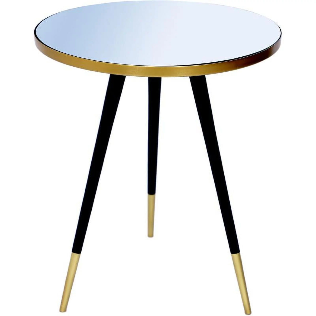 Mirrored Top End Table with Matte Black Legs D59158