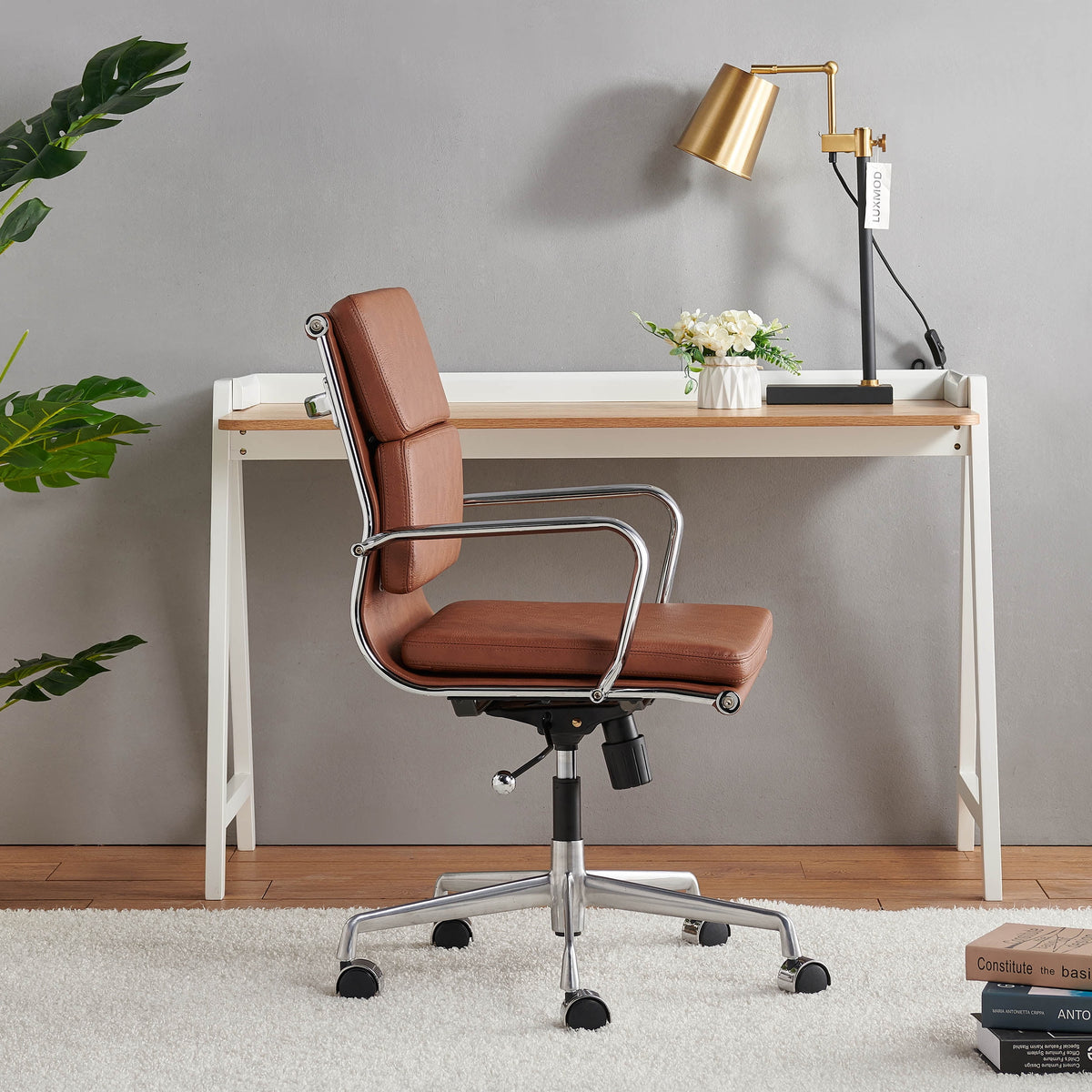 Brown Leather Adjustable Swivel Office Chair B84697
